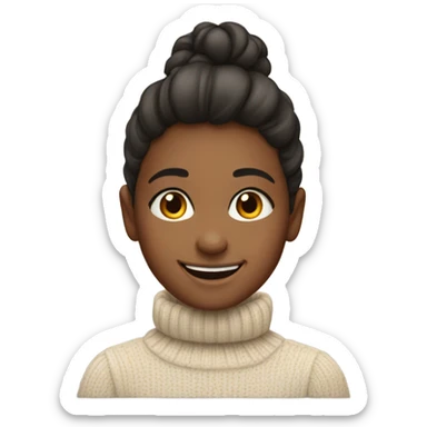 smiling girl in turtleneck sweater sticker