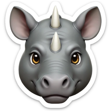cinematic-noble--rhinoceros-portrait-emoji,slate-grey-hide-poised-and-regal,-with-a-massive,-powerful-build-and-a-thick,--deep-set-soulful-piercing-eyes,-simplified-yet-sharp-and-sophisticated-features,-highly-detailed,-large-black-eyes, white horn, front facing sticker