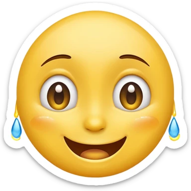 Smile with A joyful face emoji with wide eyes and a big smile, tears of laughter flowing.  sticker