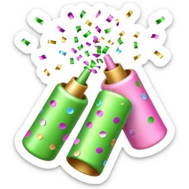 light green and light pink party poppers sticker
