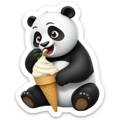Panda eating ice cream sticker