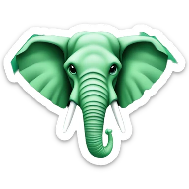 A Green elephant's head looking straight on against a background of a granite hexagon, the elephant's ear has a PHP logo tattoo sticker