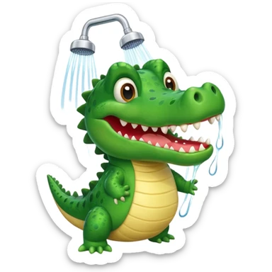 Cute crocodile is showing under the shower like game Where's my water sticker