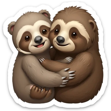 a sloth and a bear hugging sticker