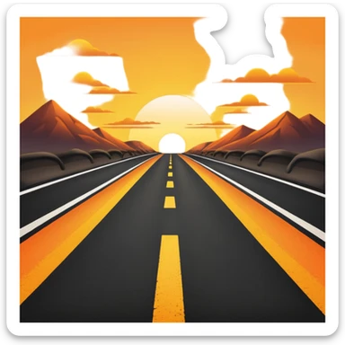 road with sunset sticker