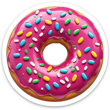 Pink glazed donut with sprinkles sticker