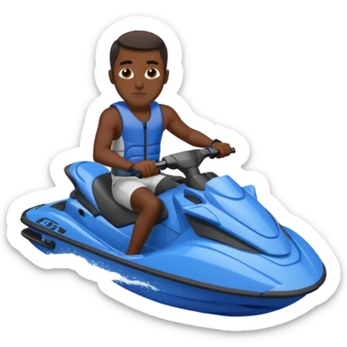 Dark male dark make on a blue jet ski no sunglasses sticker