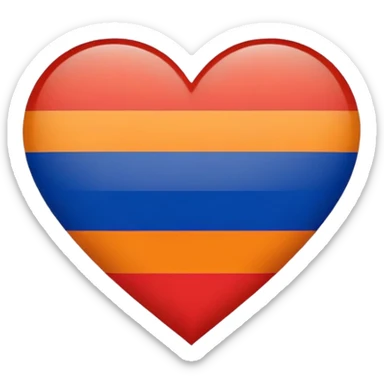 Armenia flag emoji, heart-shaped, red, blue, and orange stripes sticker
