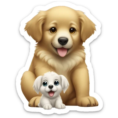Small cute koala and small cute golden retriever puppy sticker