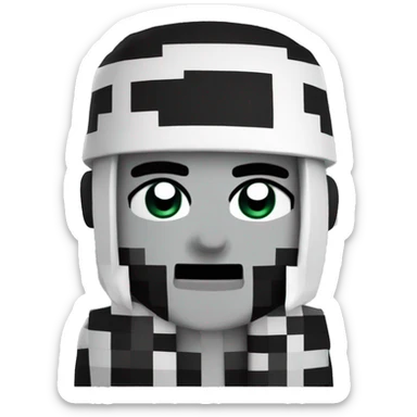 minecraft character with a black and white bandana  sticker