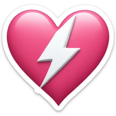 Pink Heart with red and white lightning bolt sticker