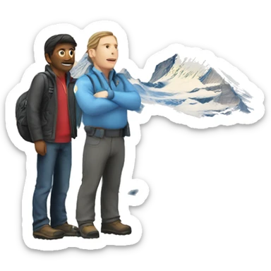 A man standing infront of the matterhorn sticker