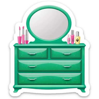 barbie dresser green with glitter sticker