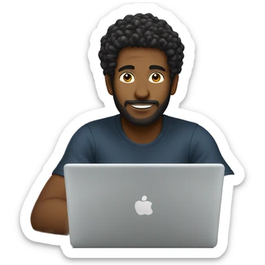 homem cabelo preto usando um notebook sticker