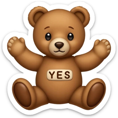 teddy bear saying yes sticker