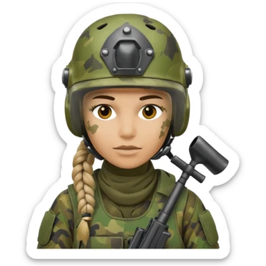 paintball player with geared face braided hair sticker