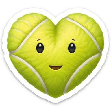 A tennis ball In a shape of a love heart sticker