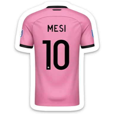 create an emoji of a pink football shirt that has MESSI 10 written on the back of it - the writing should be black sticker