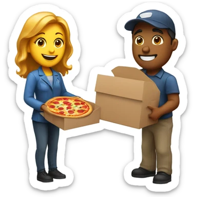 A female customer handing a pizza back to the pizza delivery man sticker