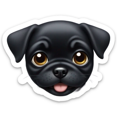 Tiny baby black pug smiling sticker