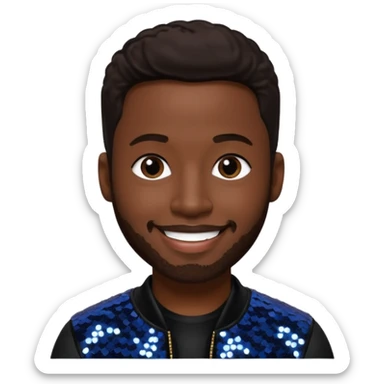 Michael McCary from Boyz II Men with dark brown hair, black sequin outfit sticker