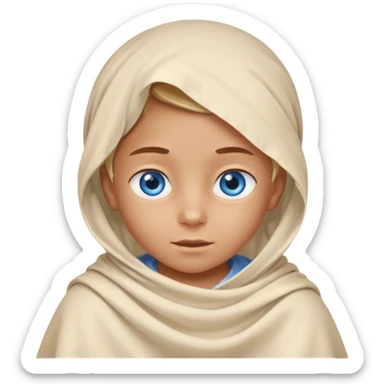 blue eyed desert kid cowered with creme cloth sticker
