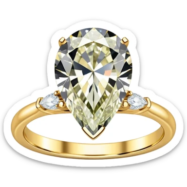Pear cut engagement ring on a gold diamond band  sticker