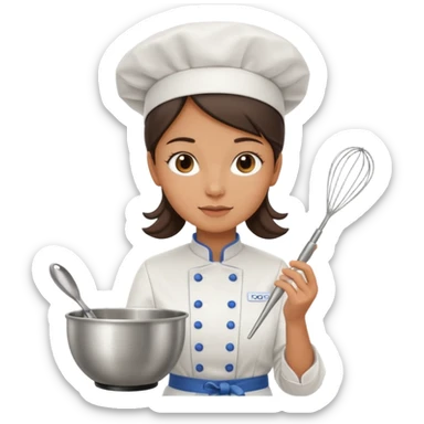 female chef holding whisk and bowl sticker