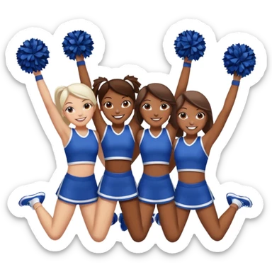 4 girls in a cheer stunt brown skin, white skin sticker