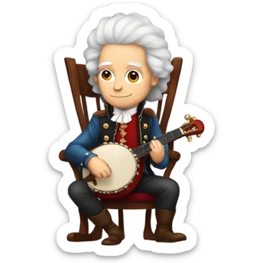 Antonio Vivaldi Red wig older chibi sitting chair banjo sticker