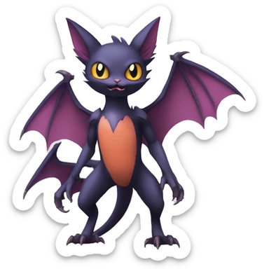 Bat-Cat-Noivern-Noibat-Litten-Pokémon-Fakémon-hybrid Full Body sticker
