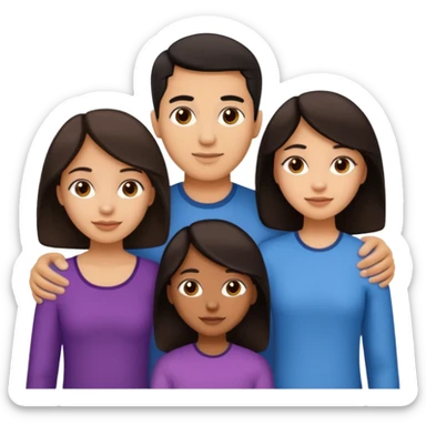 Light skin dark hair, Hispanic family of 6 mom, dad, two 20 yr old daughters, 20 year old son, and 10 year old daughter sticker