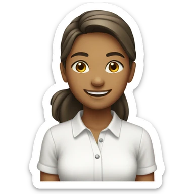 smiling girl in white shirt sticker