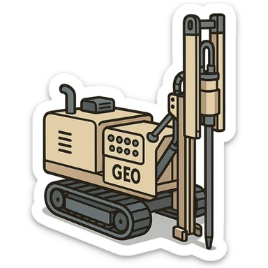 rack-mounted geotechnical drilling rig (Geoprobe-style soil sampling machine), no people just the machine, transparent background sticker