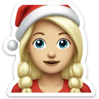 White blond girl as santa claus With hat  sticker