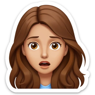 Woman with brown long hair surprised  sticker