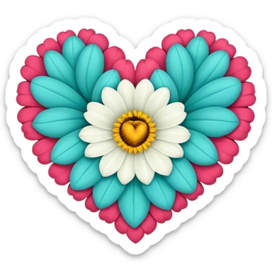 Turkis flower heart sticker