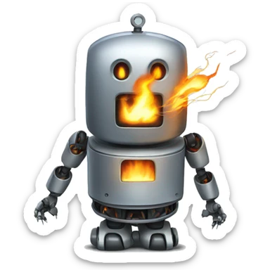 Robot electricity on fire sticker