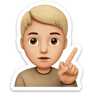 Face raising a finger sticker