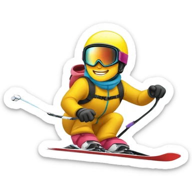 skiador que bajando por una pista de ski, en posicion de slalom, teniendo un efecto de un skiador que va rapido sticker