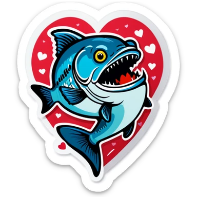 Fishing valentines sticker