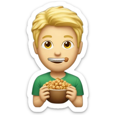 Blond man eating big hazelnut sticker
