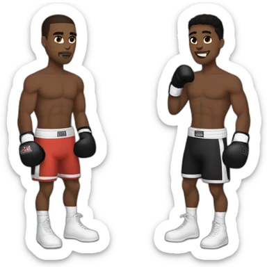 Boxer with his girlfriend but he's skinny and wearing black gloves also he's no black he's a mix like white and black sticker