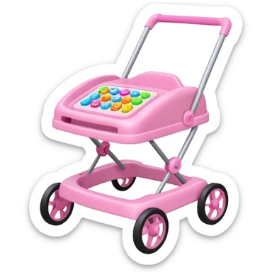 pink baby walker with toys on it sticker