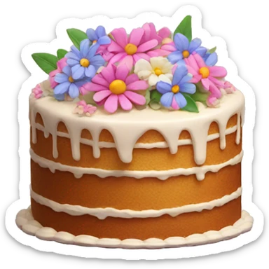 cake with flowers sticker