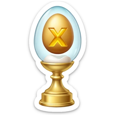 A trophy egg in a glass cube
— Like in a museum or a safe, with an "x?" glowing on it — evokes a sense of rarity and exclusivity. Like, "Not everyone can get here." sticker