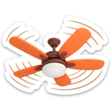 Add motion lines to the ceiling fan to indicate it is spinning, keep the 3D emoji style with no background. Use the general editor style but respect the 3D emoji look. sticker