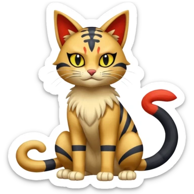 Meowth-Litten-Bastet-Fakémon-hybrid-creature (full body)  sticker