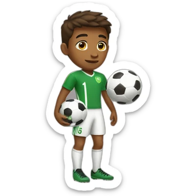 brown boy wearing soccer outfit with a football in his hand sticker