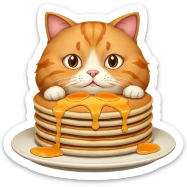 Fat cat eating pancakes  sticker